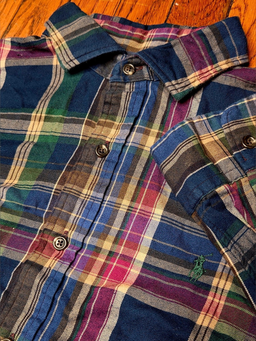 Polo Ralph Lauren Mens Large L Classic Fit Button Up Multi Color Plaid Shirt A4